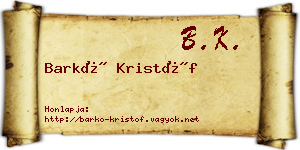 Barkó Kristóf névjegykártya