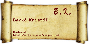 Barkó Kristóf névjegykártya